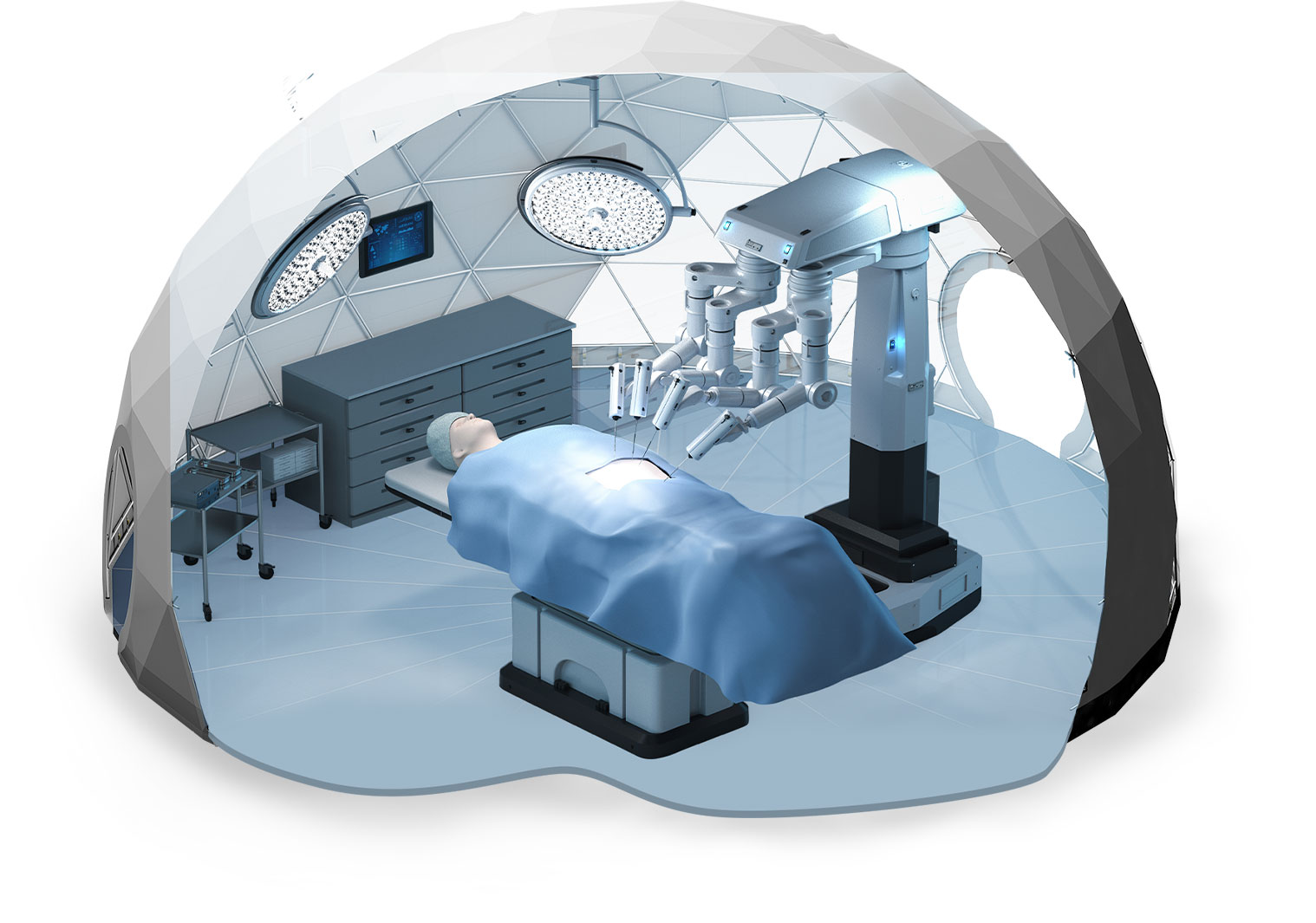 Hospital Anti-Pandemic COVID System - operating room using geodesic dome construction