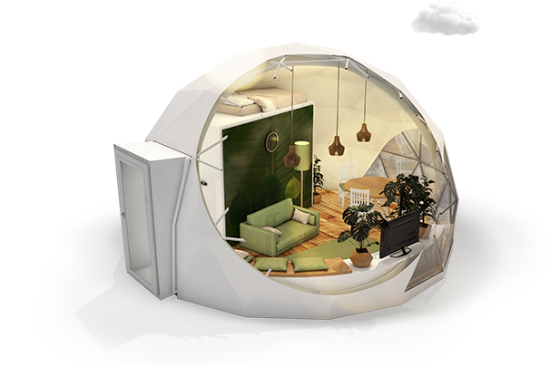 Glamping luxury style domes