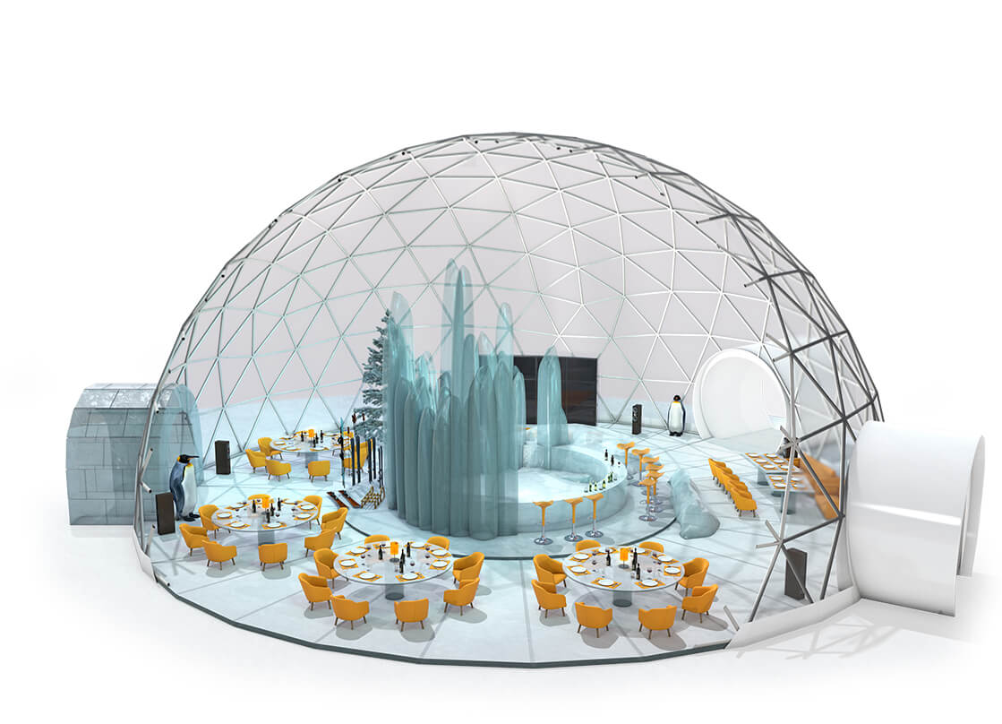 Ice Bar Domes - geodesic structure for winter: restaurants or bars