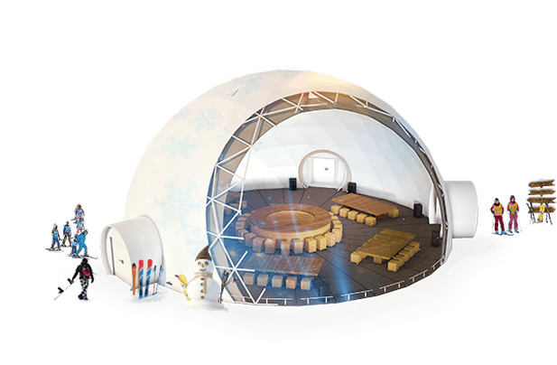Apre Ski - warm room for skiers in geodesic dome