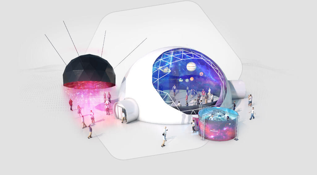 Immersive Fulldome Planeterium 360 and Cylinder Room - Multimedia Dome Solutions