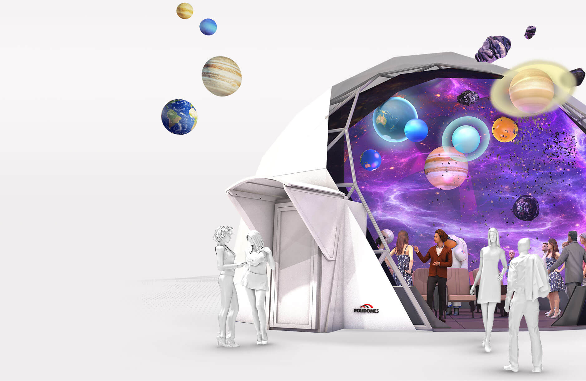 Wciągające kopuły planetarium 360°