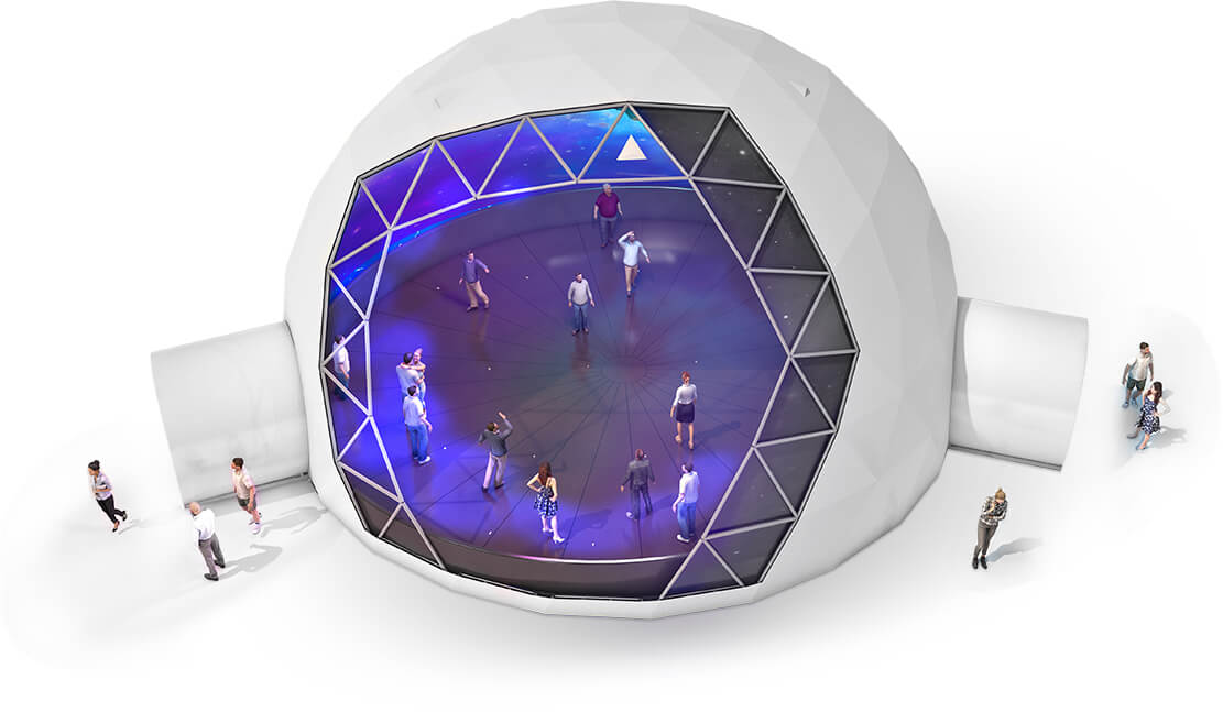 Fulldome 360 projection dome - immersive multimedia experience using 360 video projectors