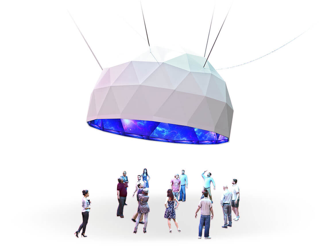 Suspended Dome - fully immersive multimedia experience with 360 videos