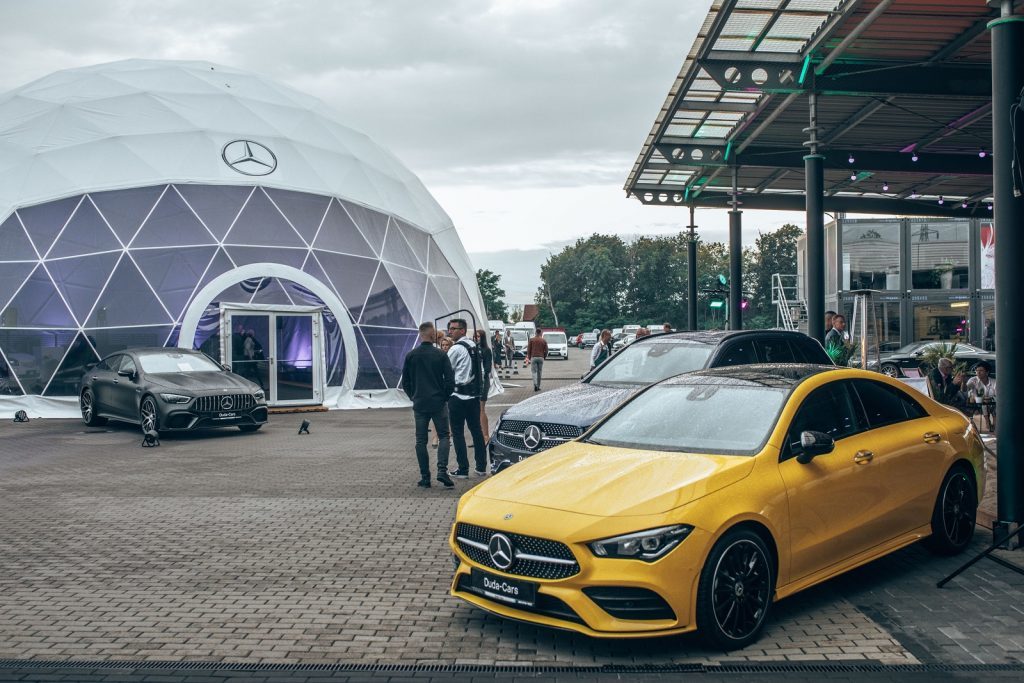 temporary car showroom for Mercedes