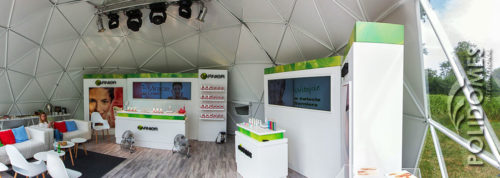 exposition of garnier products in a geodesic dome
